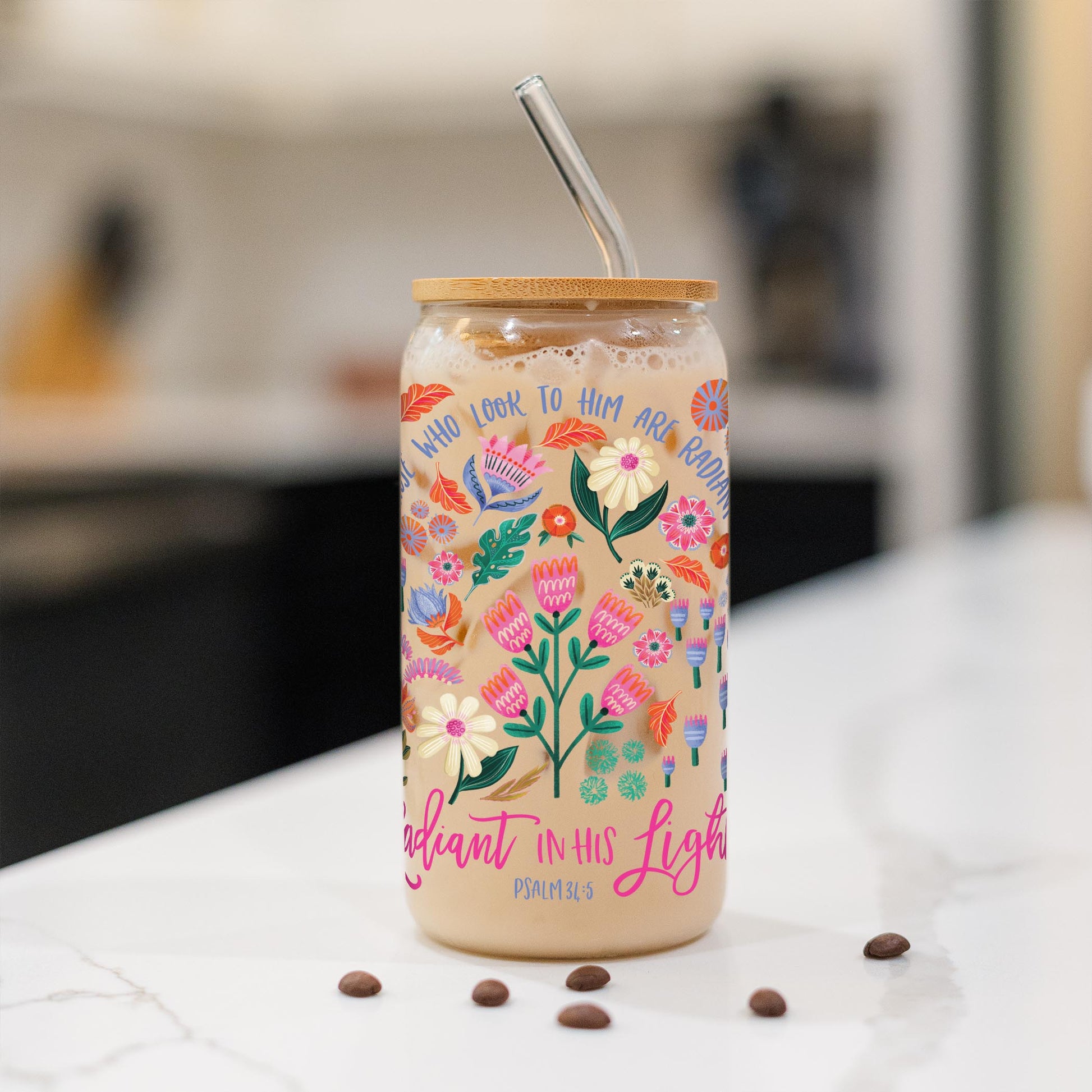 16oz Cold Brew Glass-Radiant Hope Those Who Look To Him -1