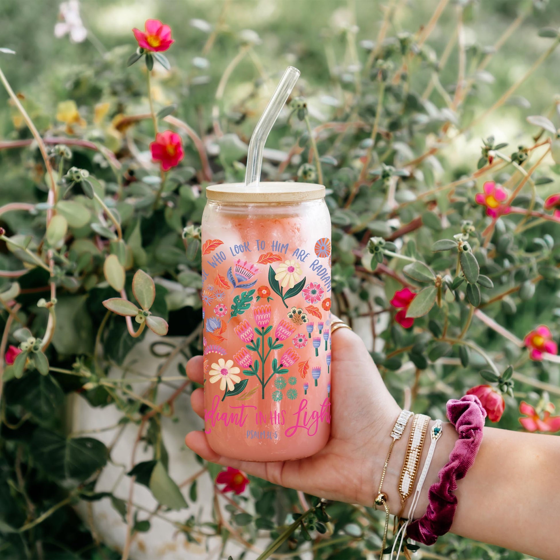 16oz Cold Brew Glass-Radiant Hope Those Who Look To Him -4