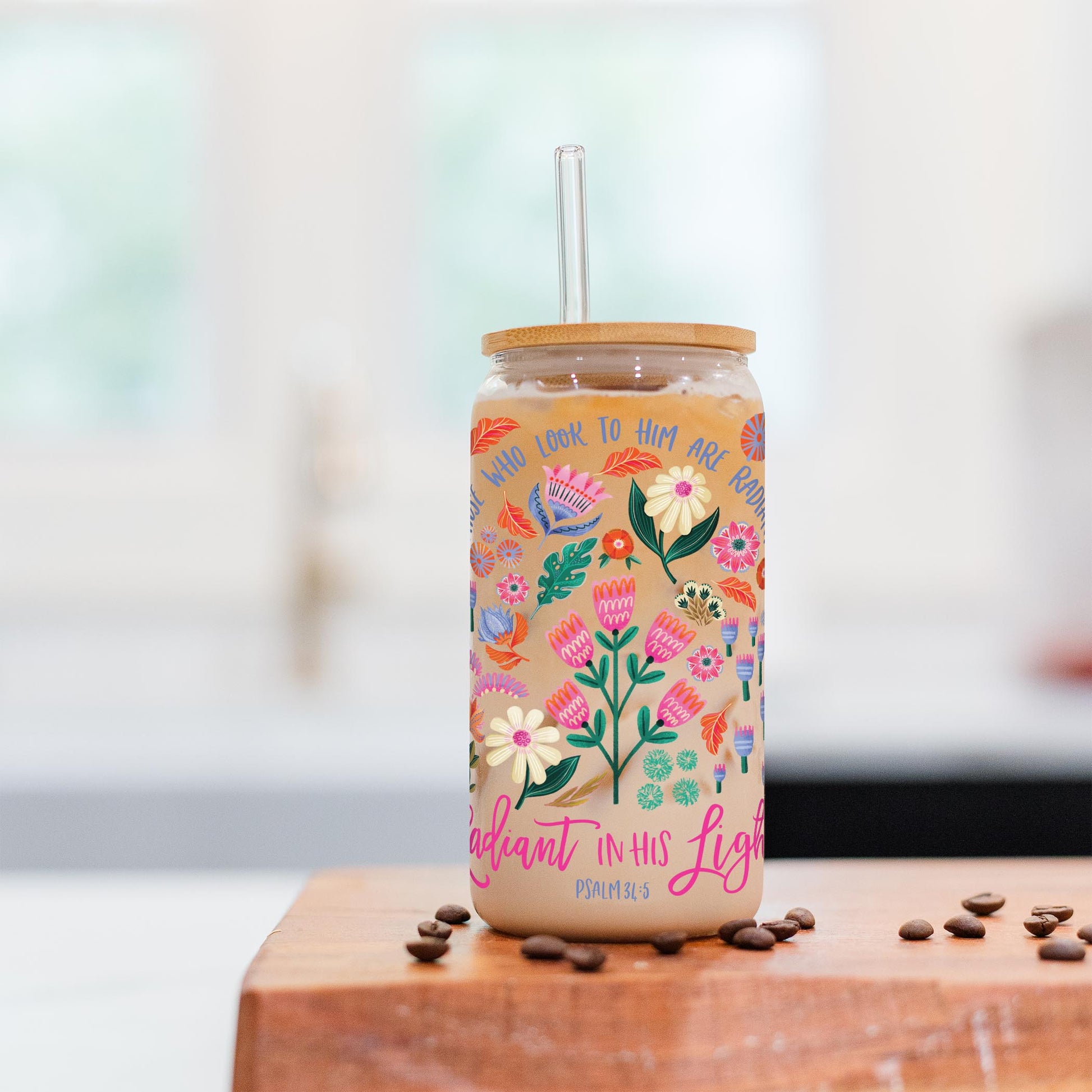 16oz Cold Brew Glass-Radiant Hope Those Who Look To Him -5
