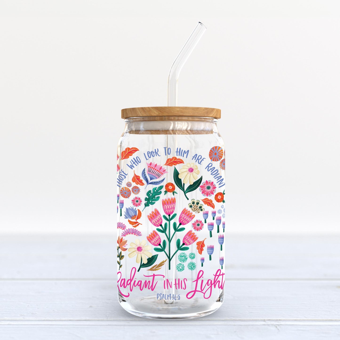 16oz Cold Brew Glass-Radiant Hope Those Who Look To Him -6