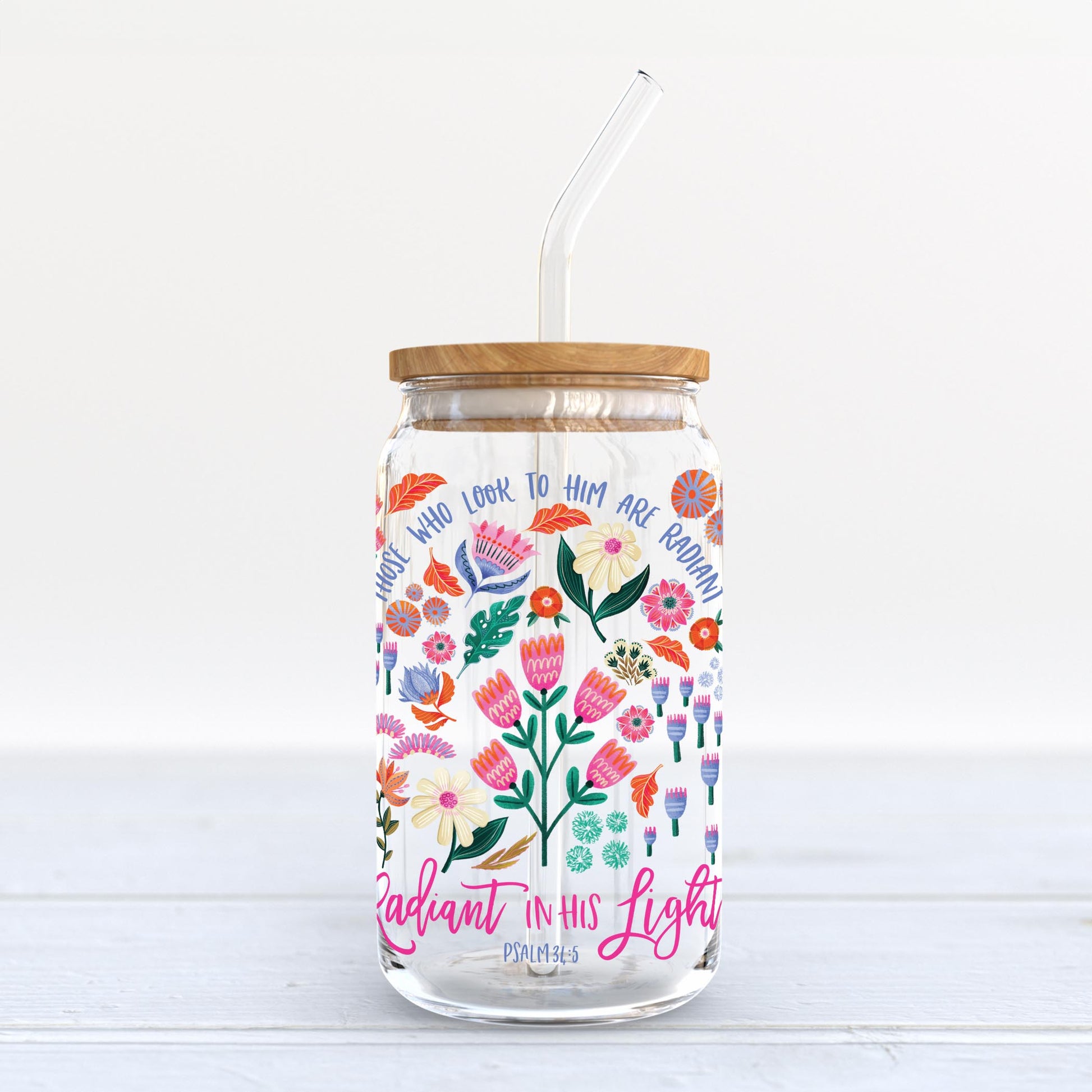 16oz Cold Brew Glass-Radiant Hope Those Who Look To Him -6