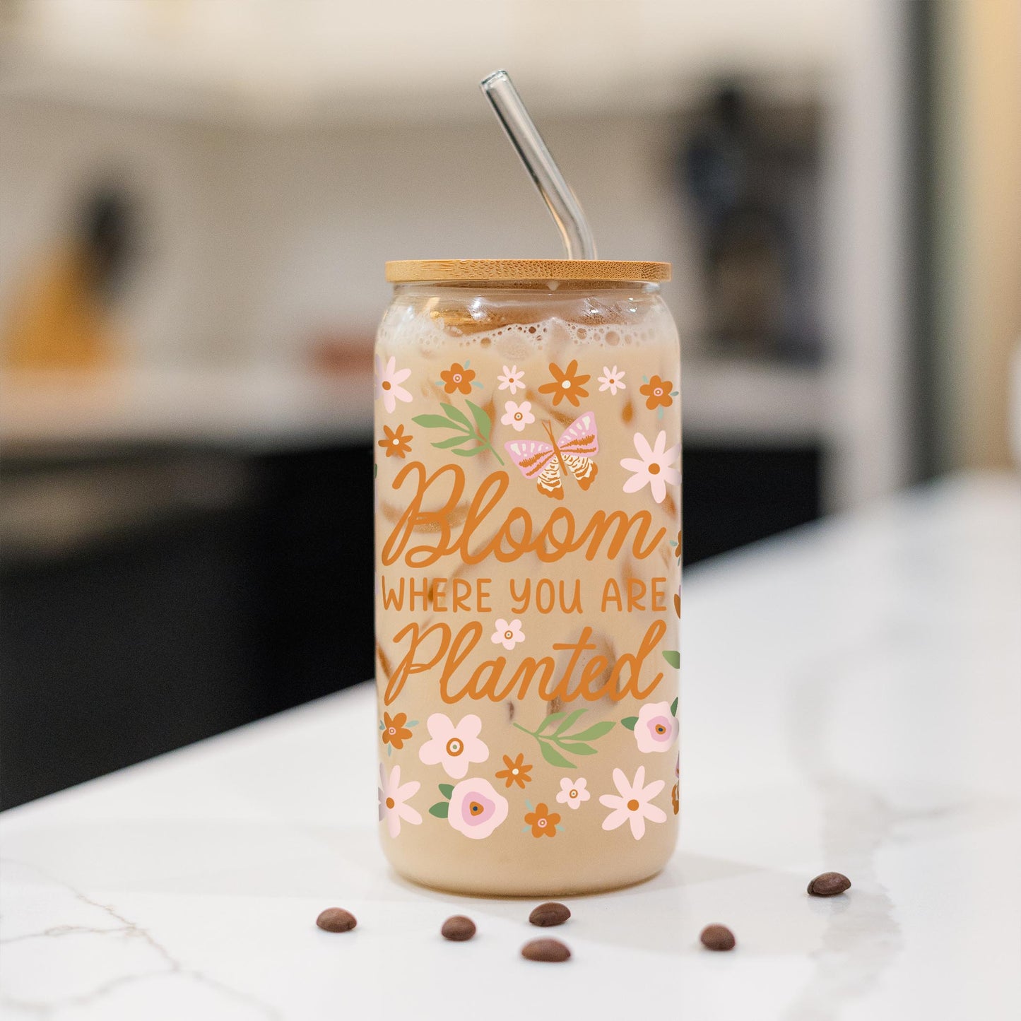 16oz Cold Brew Glass-Spring Bloom Where You Are Planted