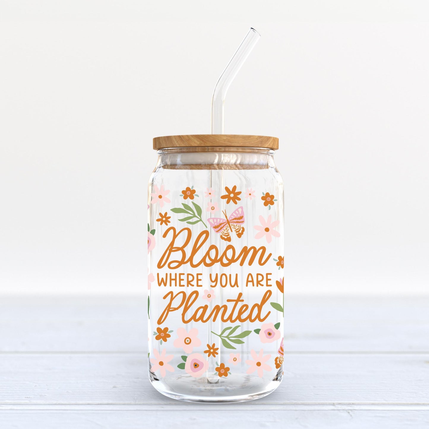 16oz Cold Brew Glass-Spring Bloom Where You Are Planted