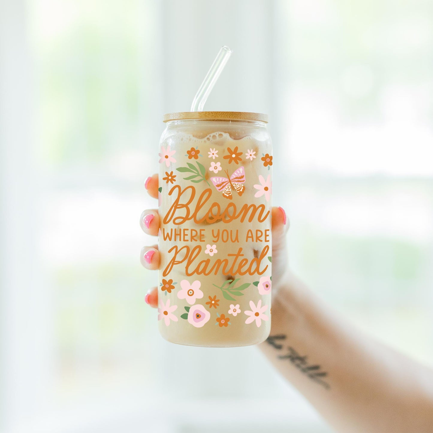 16oz Cold Brew Glass-Spring Bloom Where You Are Planted