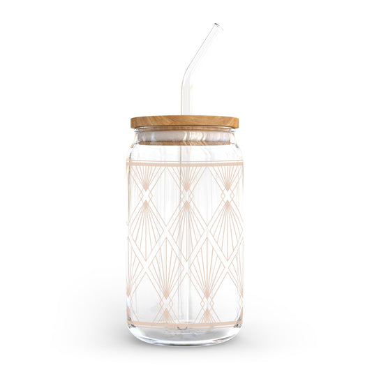 16oz Cold Brew Glass-Art Deco Diamond Pattern -0