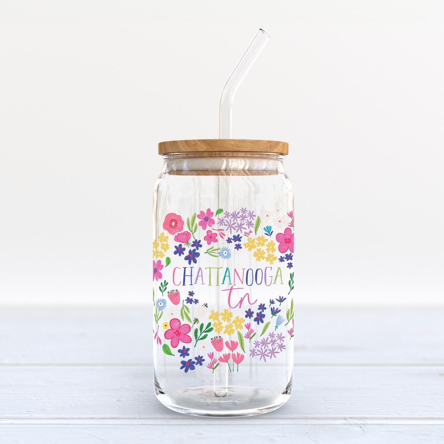 16oz Cold Brew Glass-Flower Confetti City & State -3