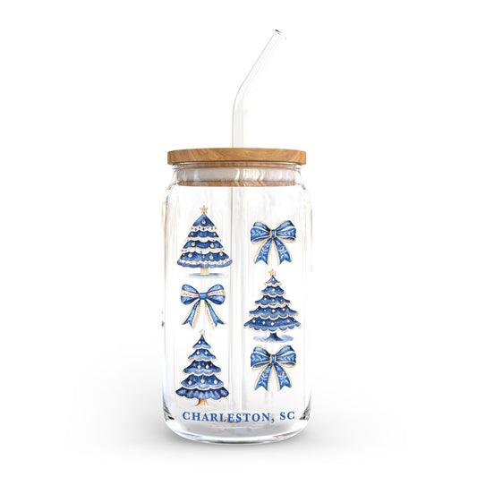 16oz Cold Brew Glass-Love+Local Blue Noel - A Grand Millennial Christmas -0