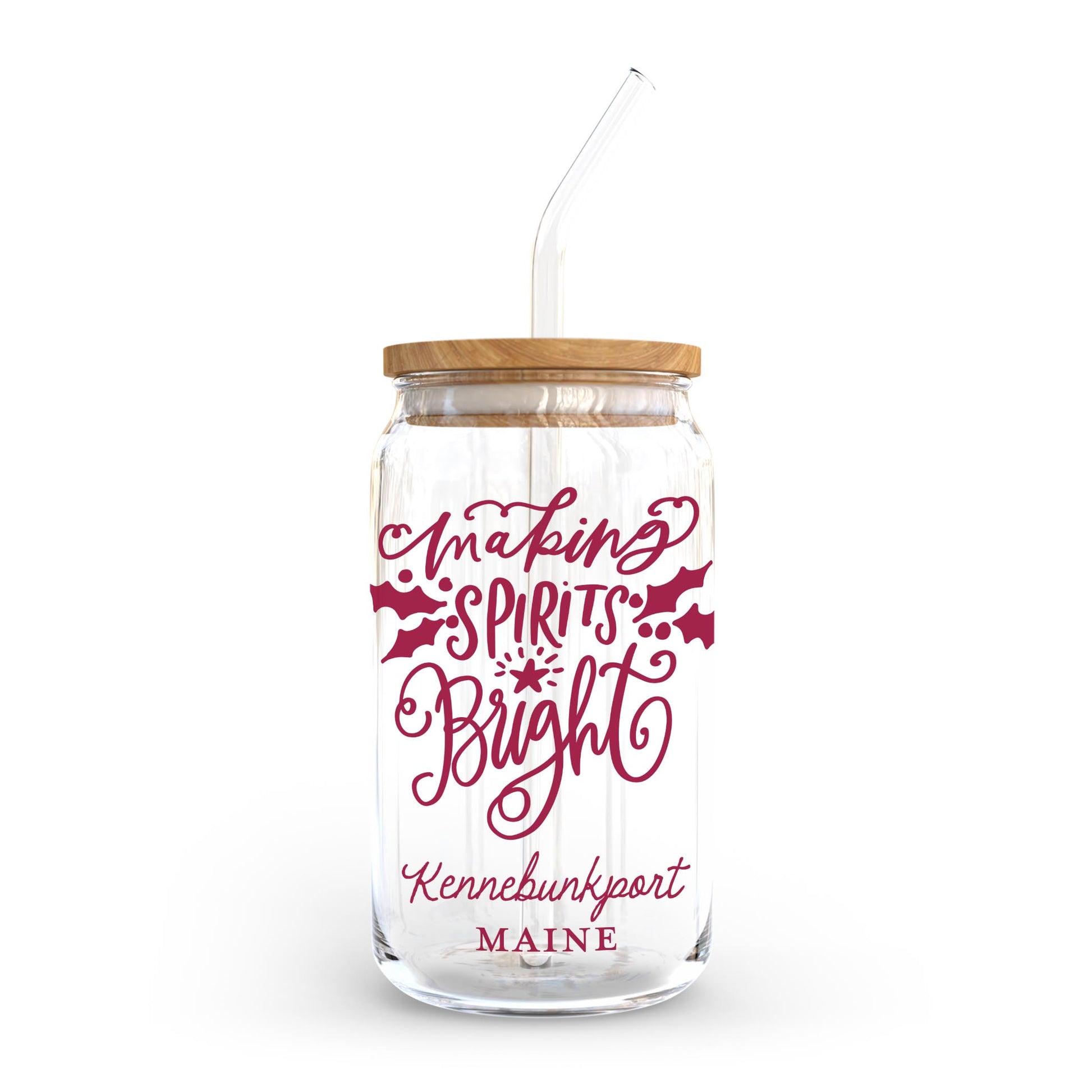 16oz Cold Brew Glass-Love + Local Winterberry -0