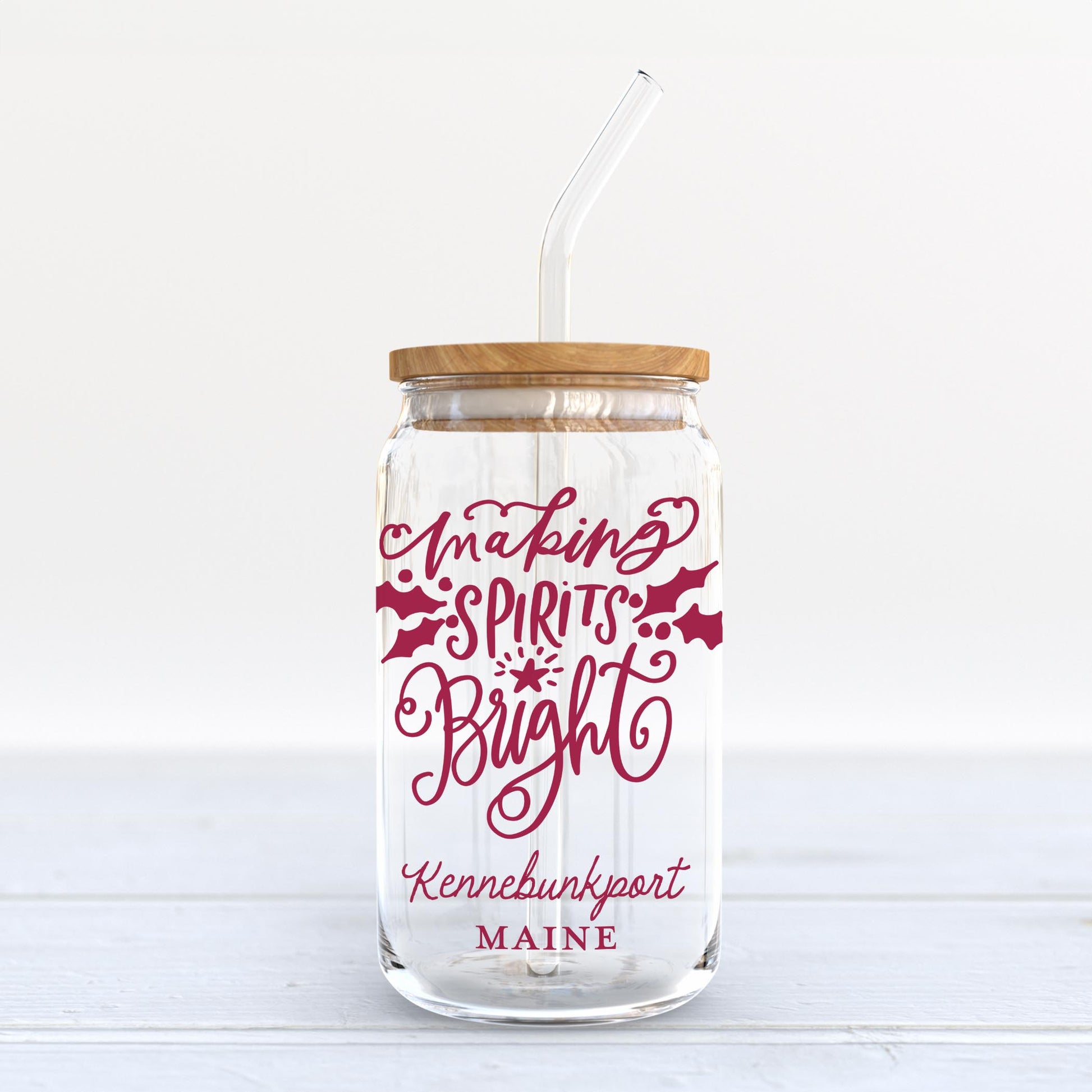 16oz Cold Brew Glass-Love + Local Winterberry -3