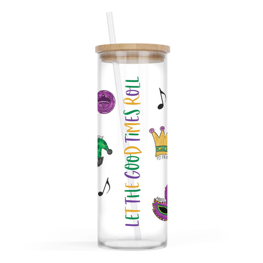 24oz Cold Brew Glass-Mardi Gras Let The Good Times Roll