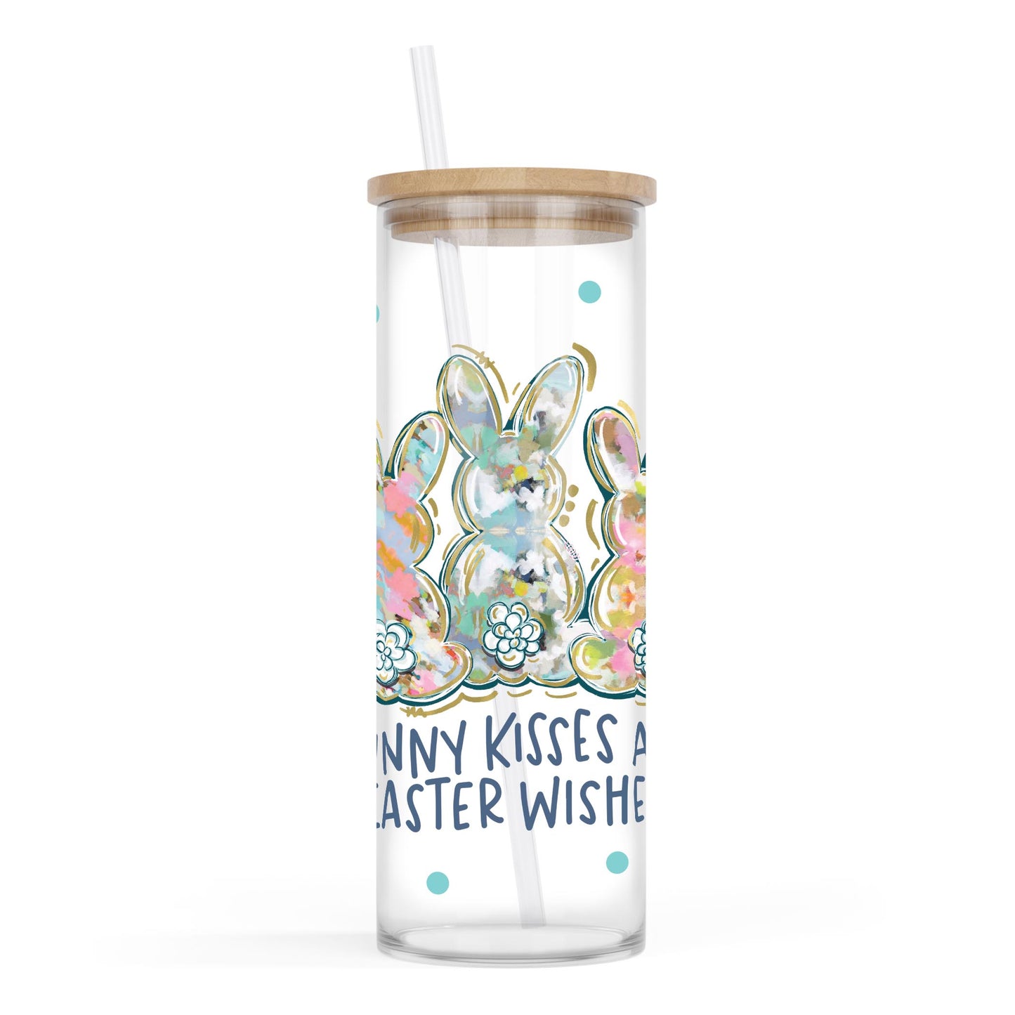 24oz Cold Brew Glass-Bunny Kisses And Easter Wishes -0