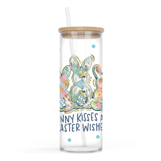 24oz Cold Brew Glass-Bunny Kisses And Easter Wishes -0