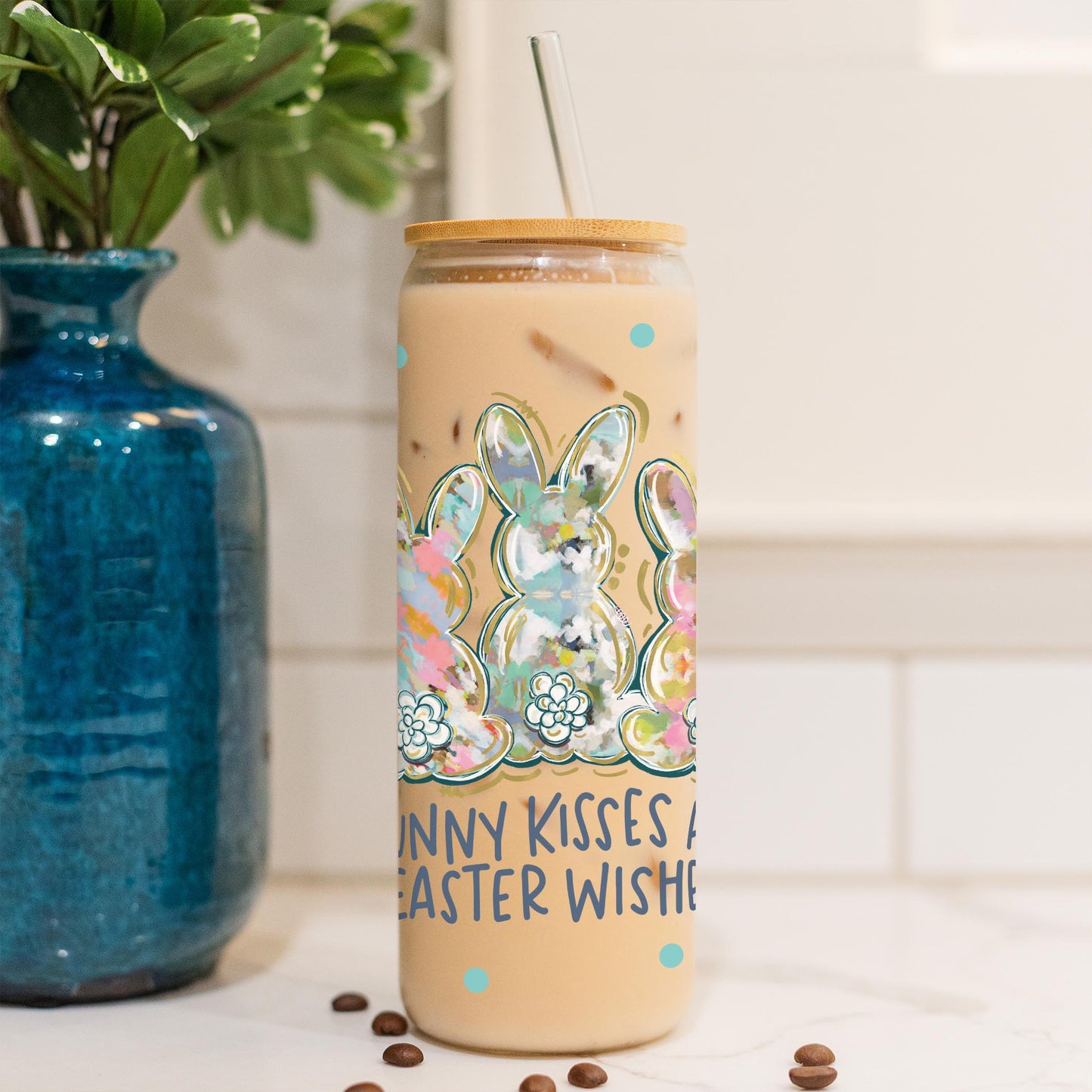 24oz Cold Brew Glass-Bunny Kisses And Easter Wishes -4