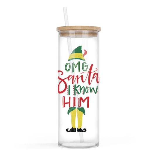 24oz Cold Brew Glass-OMG Santa I Know Him