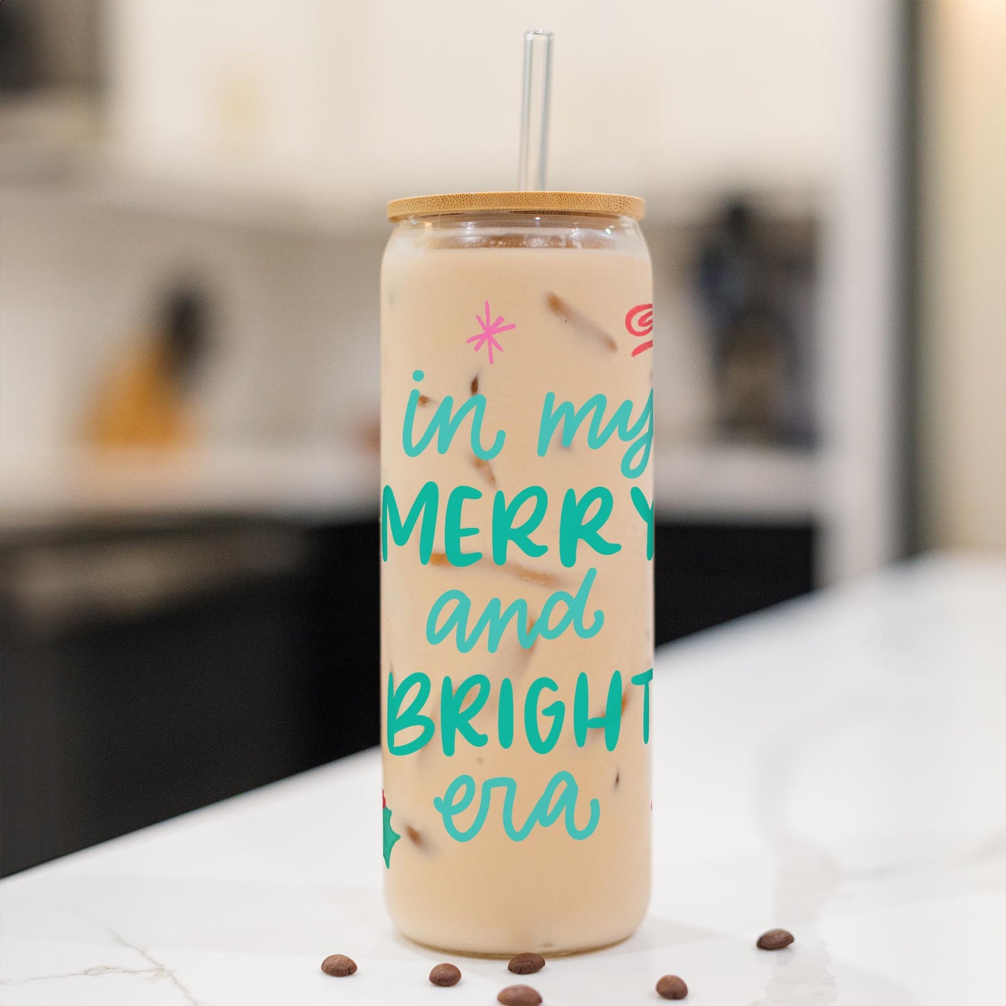 24oz Cold Brew Glass-In My Merry & Bright Era