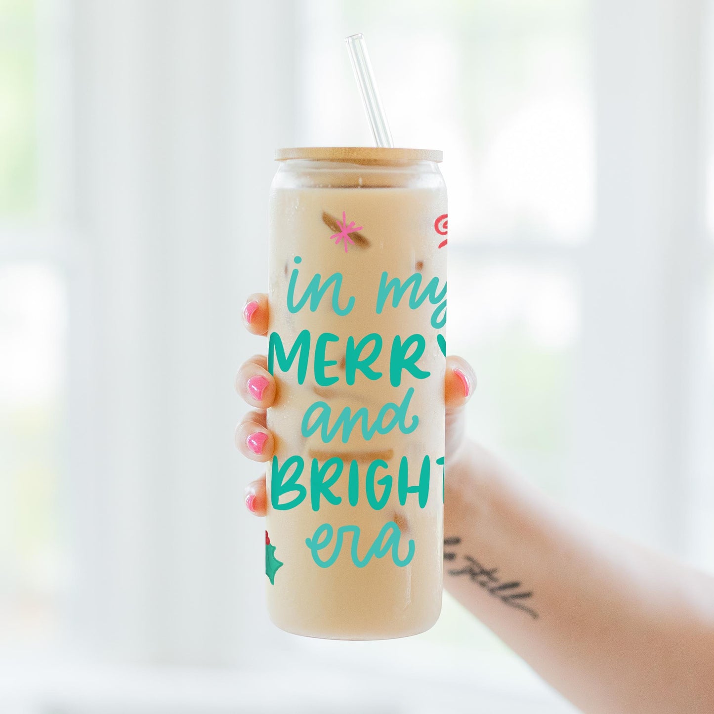 24oz Cold Brew Glass-In My Merry & Bright Era