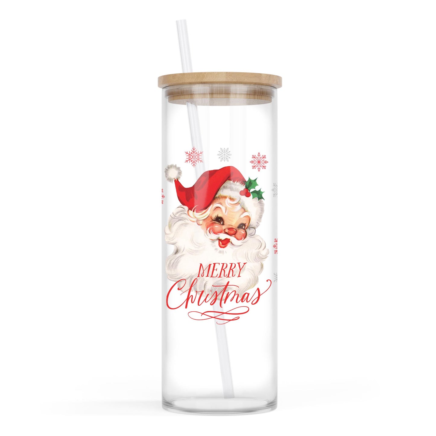 24oz Cold Brew Glass-Classic Santa