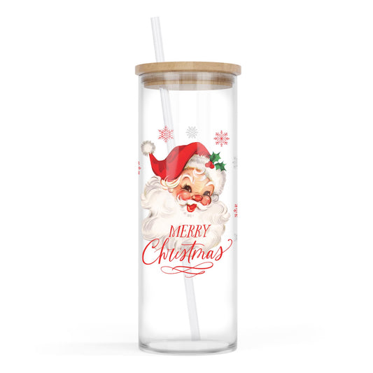 24oz Cold Brew Glass-Classic Santa