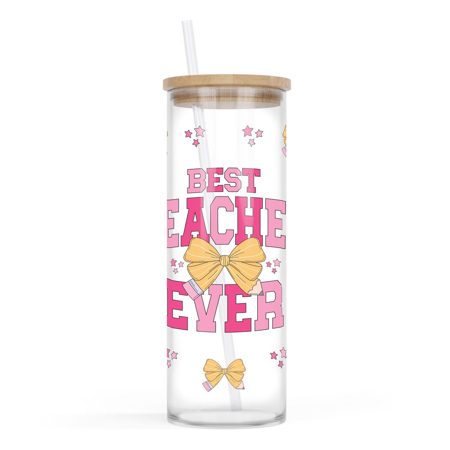 24oz Cold Brew Glass-Classroom Coquette Best Teacher Ever -0