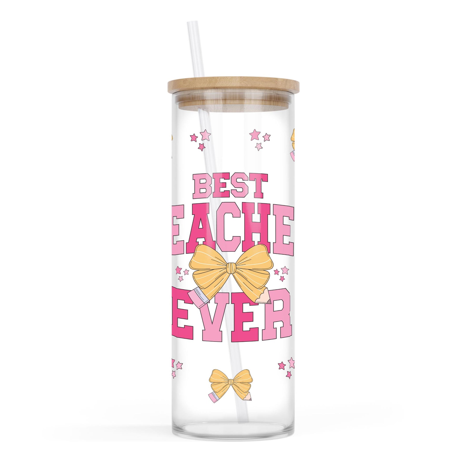 24oz Cold Brew Glass-Classroom Coquette Best Teacher Ever -0