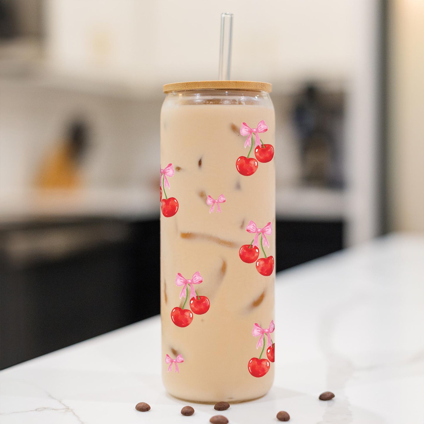 24oz Cold Brew Glass-Cherries & Bows