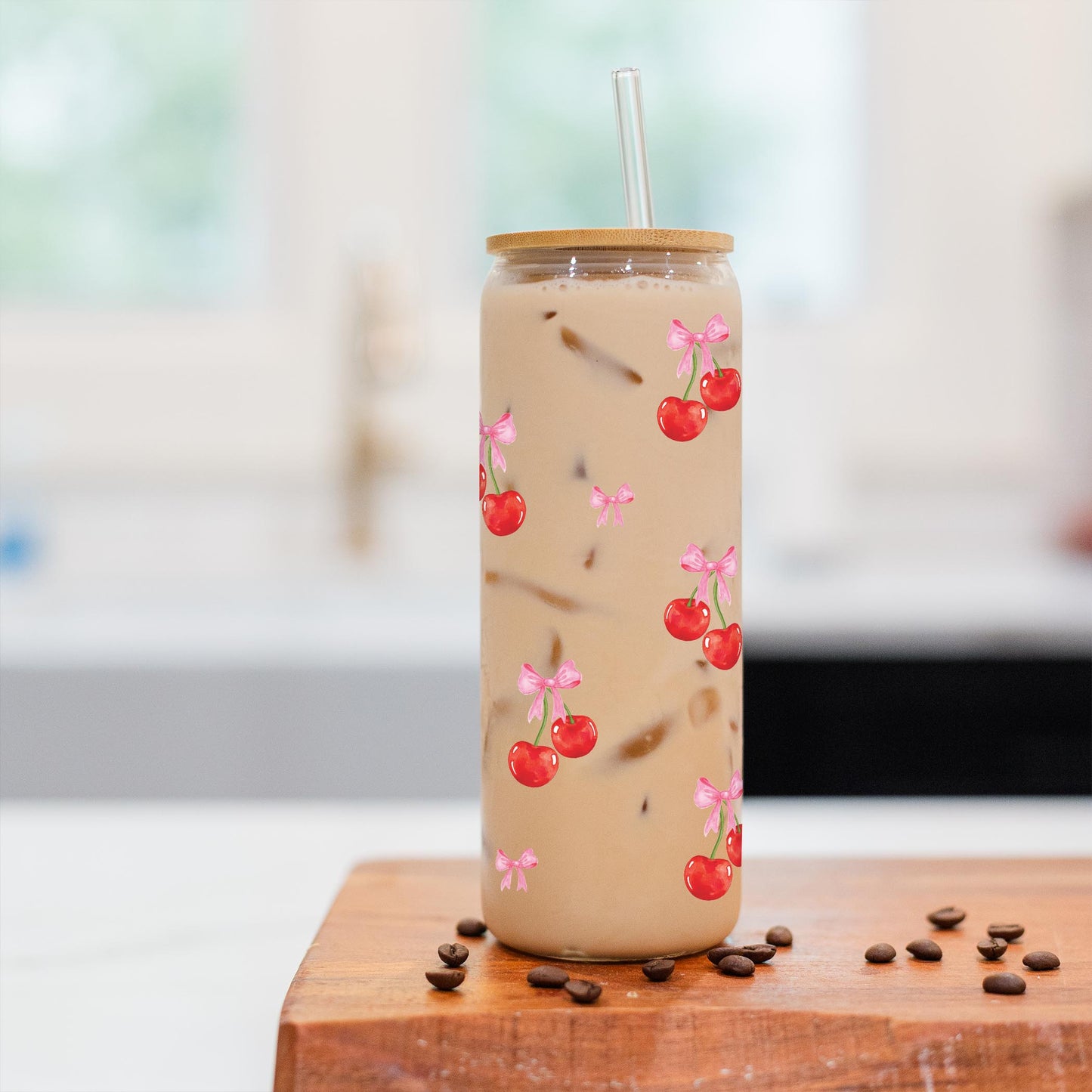 24oz Cold Brew Glass-Cherries & Bows