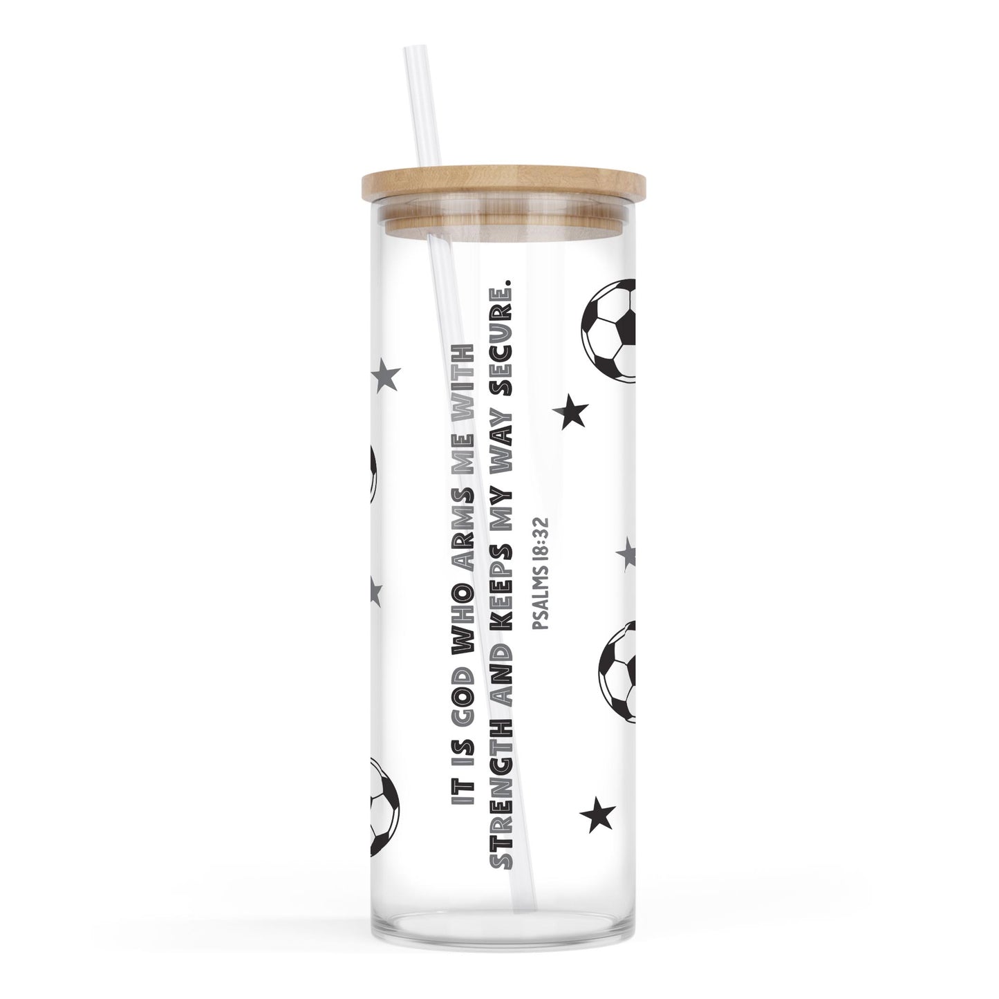 24oz Cold Brew Glass-It Is God Soccer Grey & Black