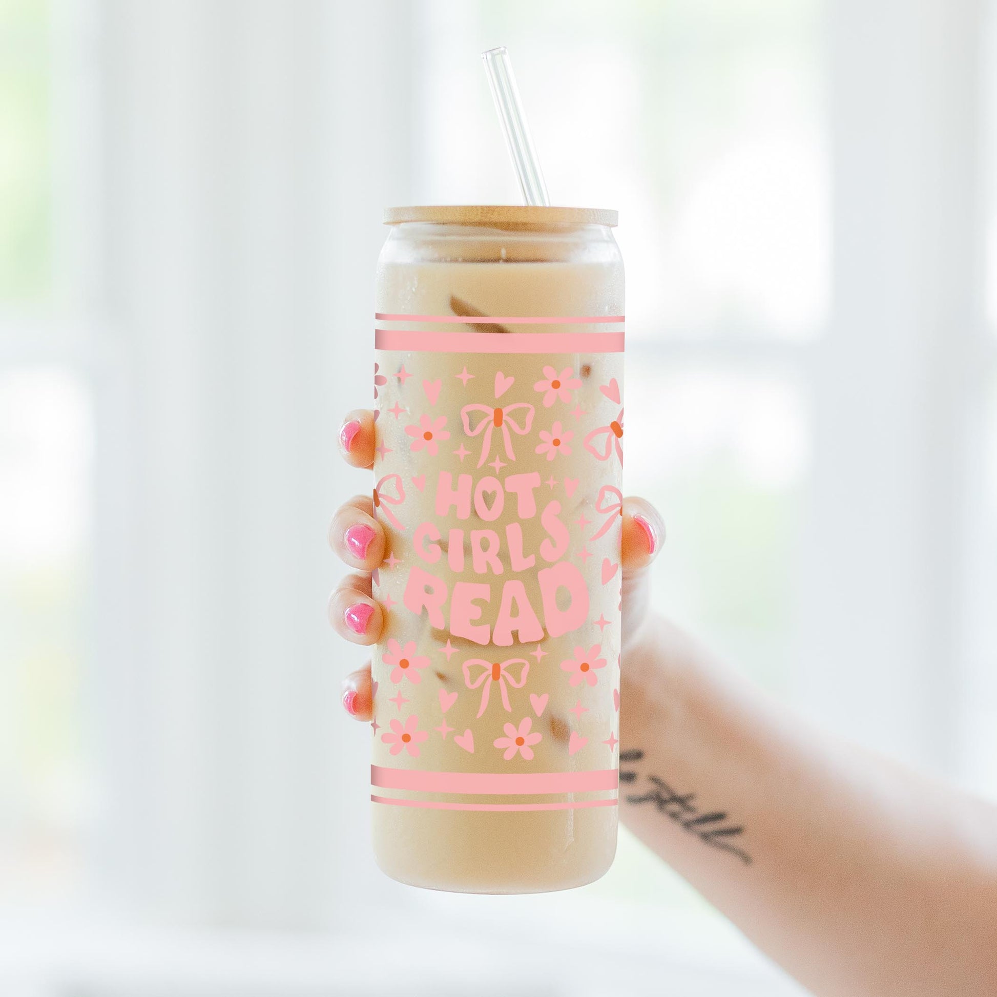 24oz Cold Brew Glass-Hot Girls Read -3