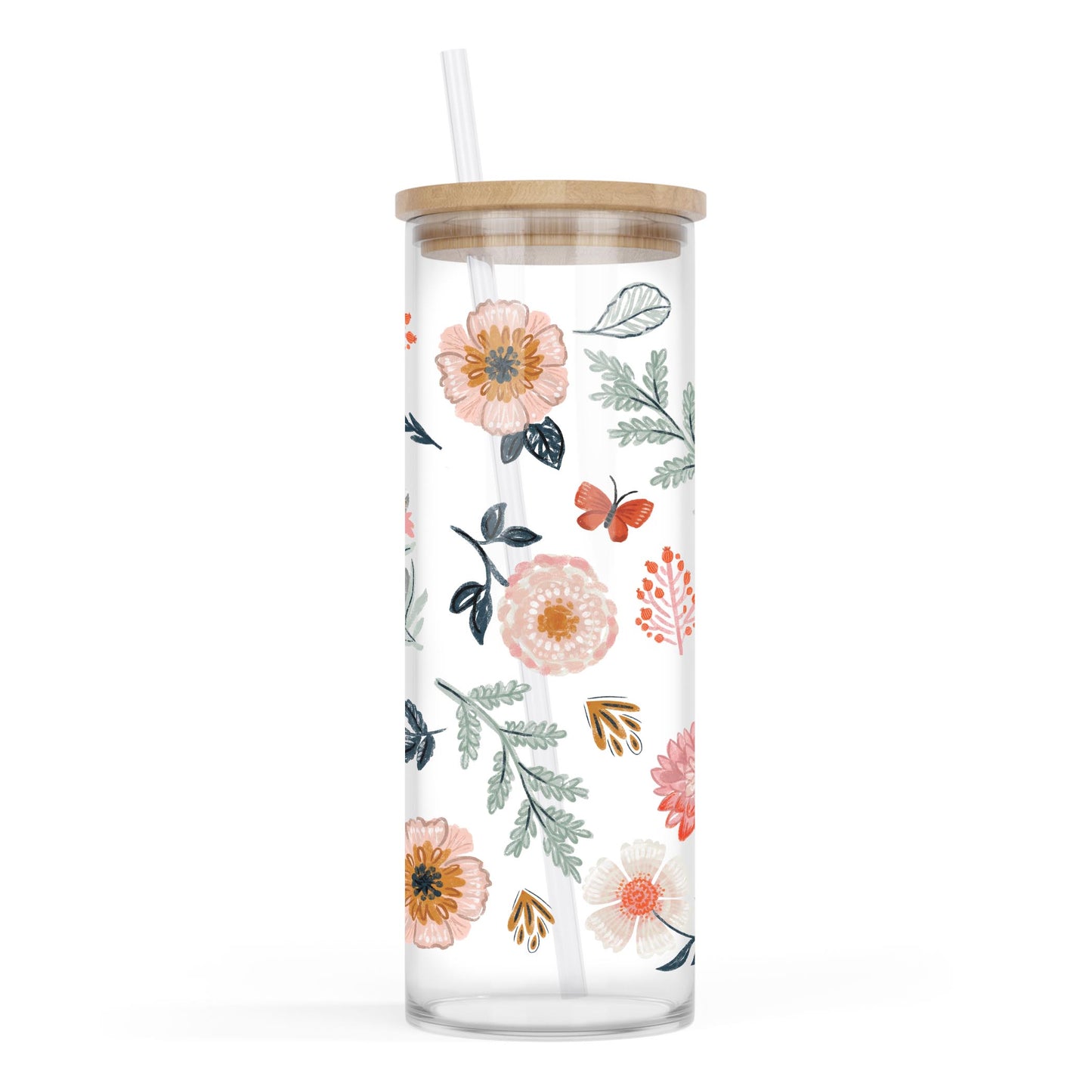 24oz Cold Brew Glass-Pretty Things Floral Pattern