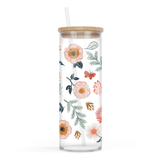 24oz Cold Brew Glass-Pretty Things Floral Pattern