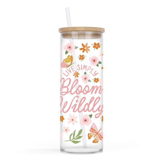 24oz Cold Brew Glass-Spring Live Simply Bloom Wildly