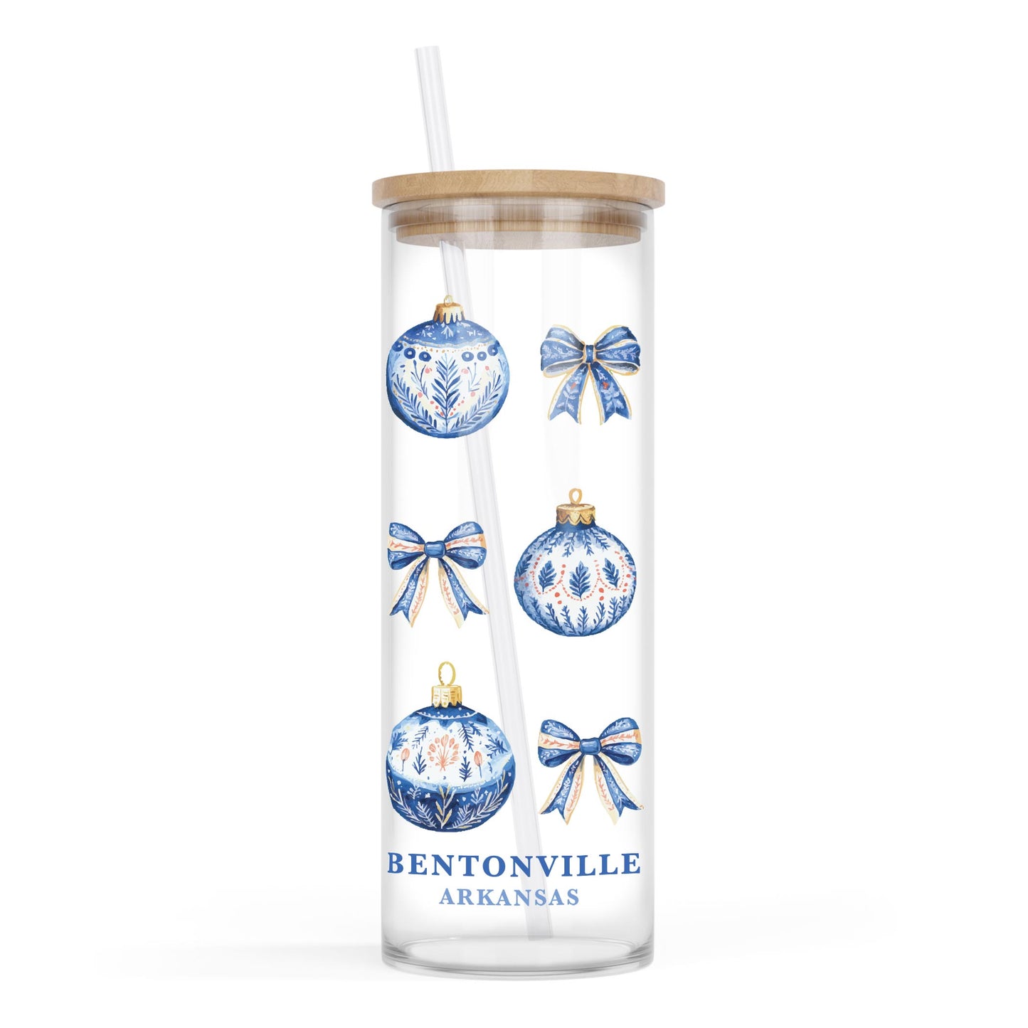 24oz Cold Brew Glass-Love+Local Blue Noel - A Grand Millennial Christmas -0