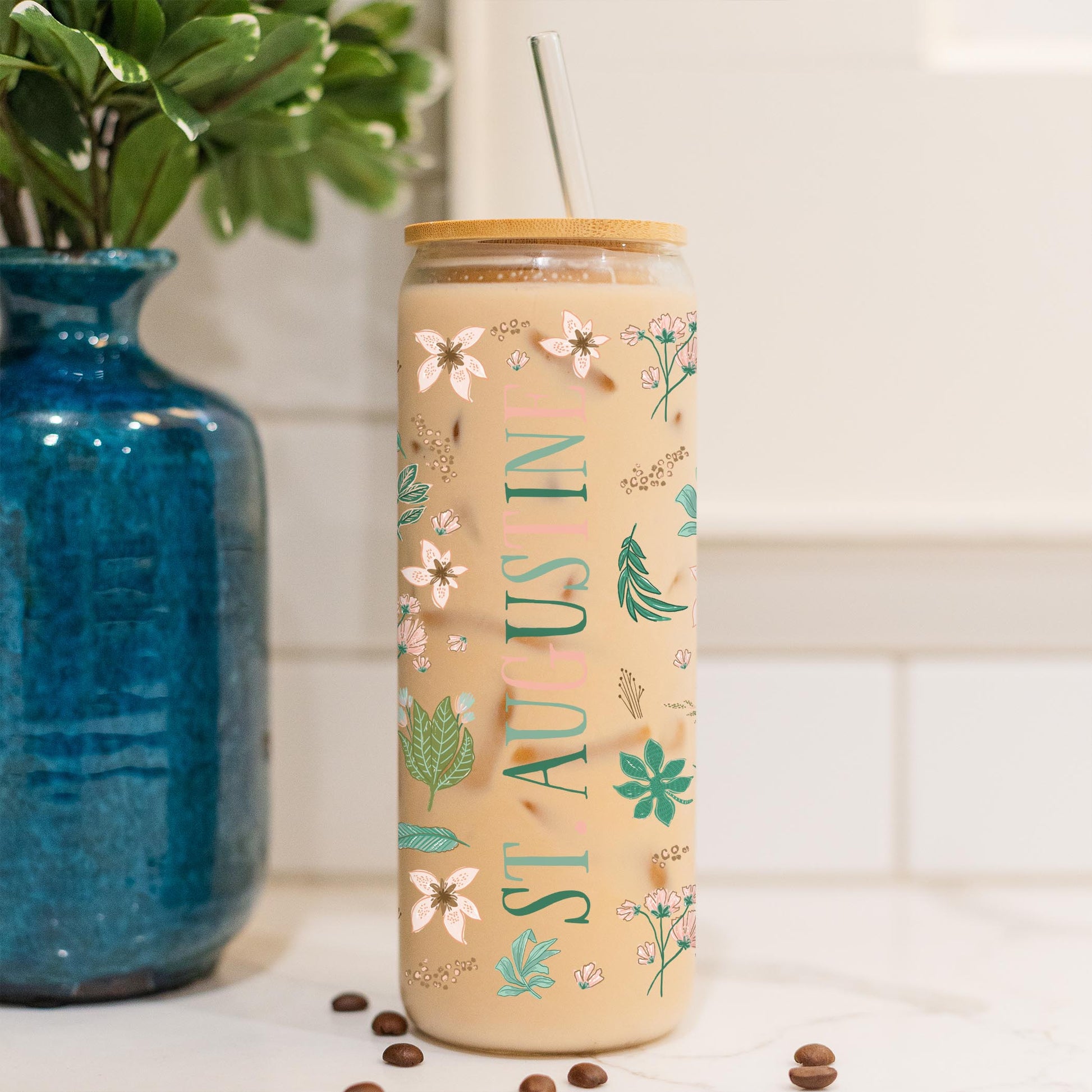 24oz Cold Brew Glass-Love+Local Lush Tropics -4