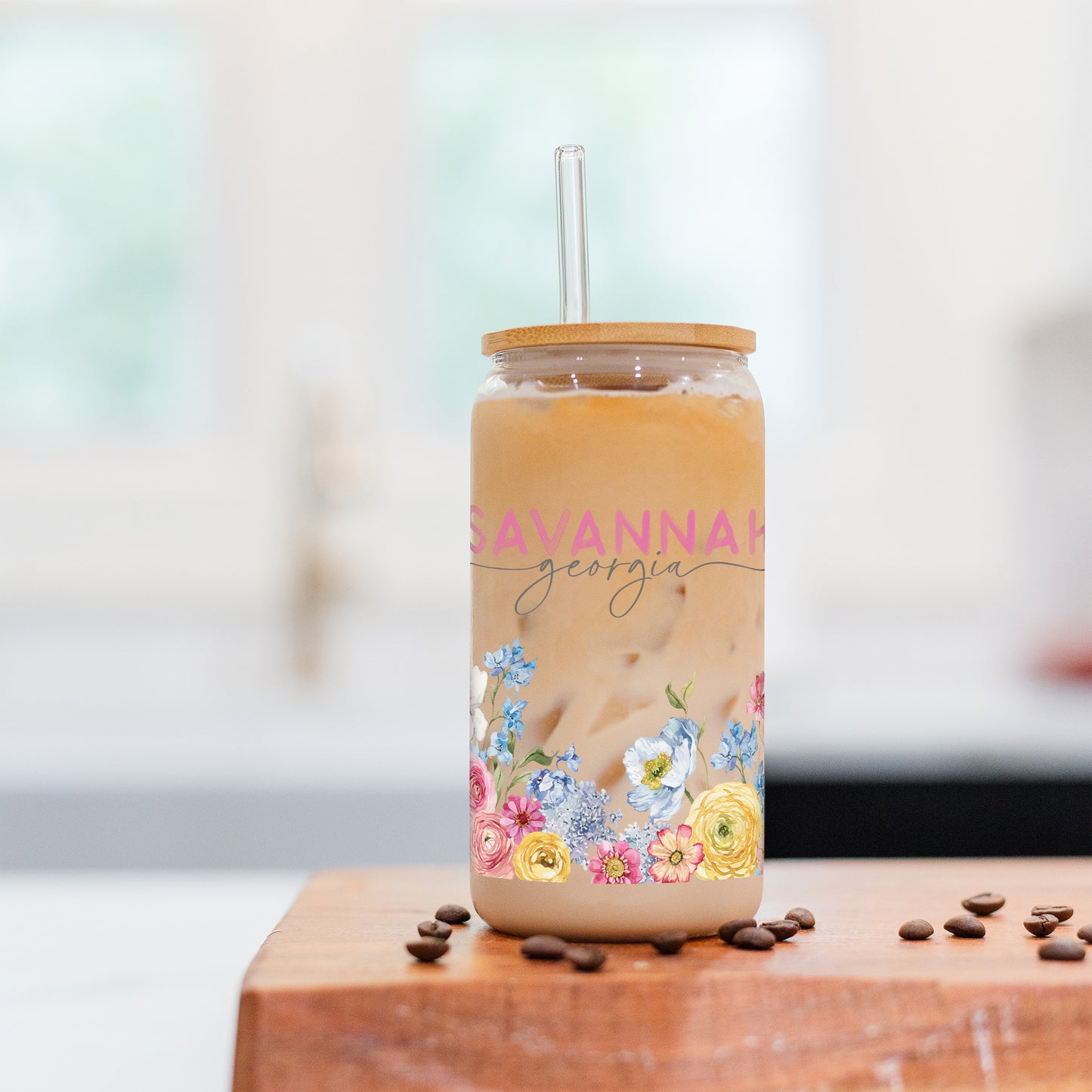 16oz Cold Brew Glass-Love+Local Fantasy Garden