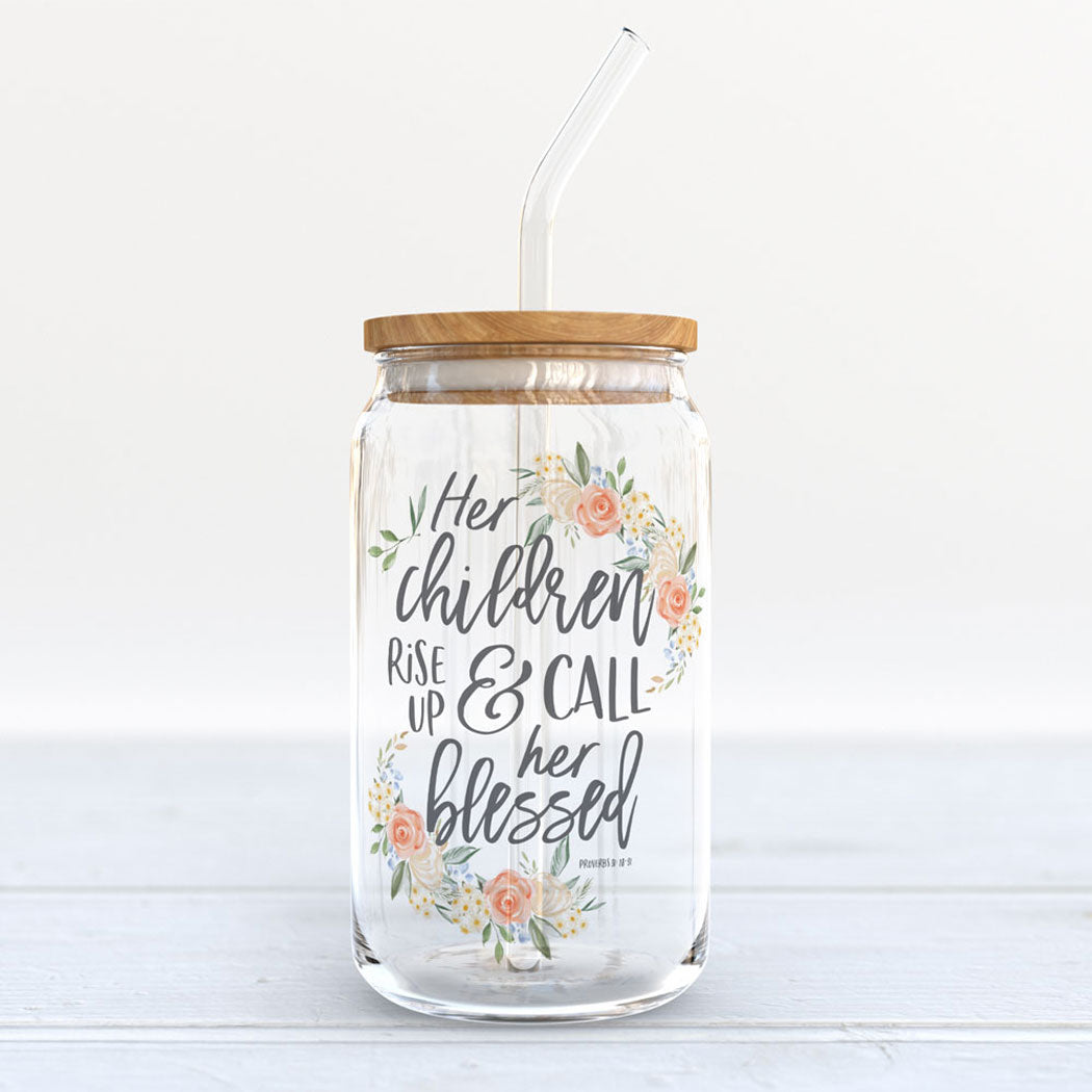 16oz Glass Cup - Call Her Blessed