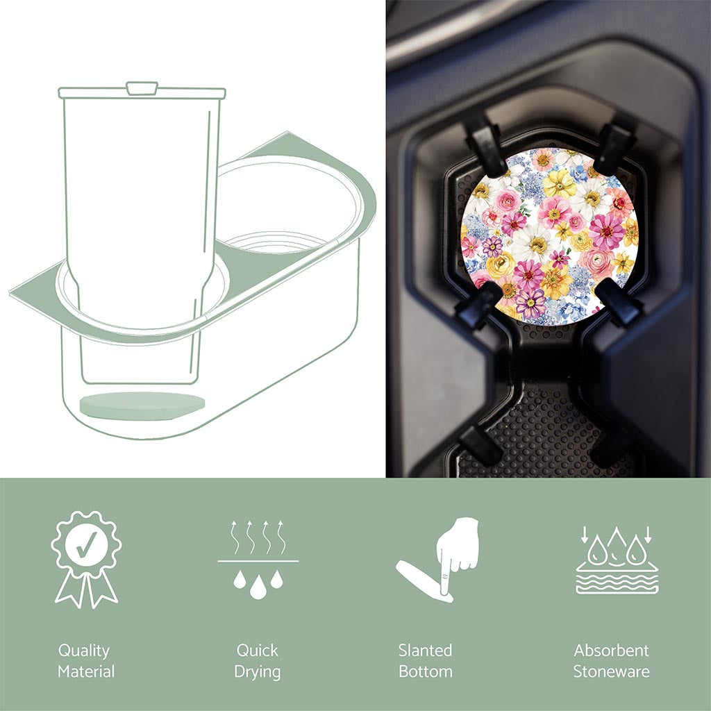 Car Coaster-Fantasy Garden Florals 1 -6