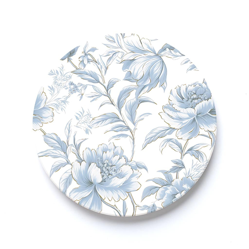 Car Coaster-Chinoiserie Chic Wispy Floral Pattern