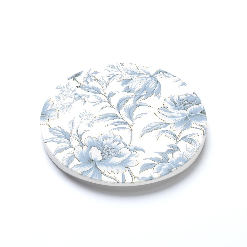 Car Coaster-Chinoiserie Chic Wispy Floral Pattern