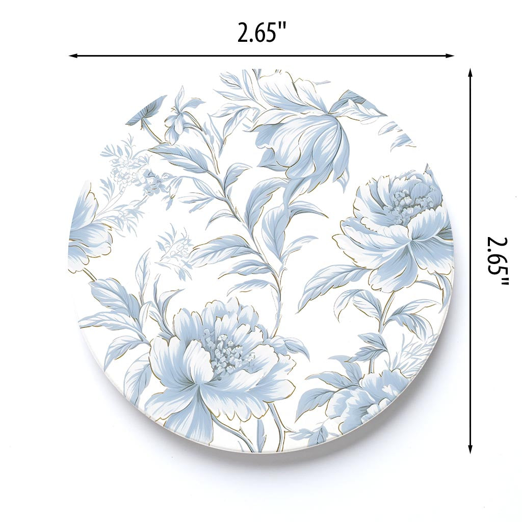 Car Coaster-Chinoiserie Chic Wispy Floral Pattern