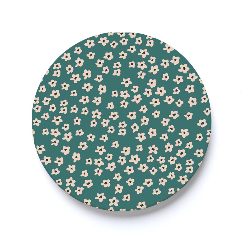 Car Coaster-Inspirational Green Floral Pattern -0