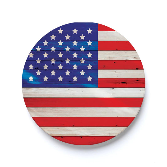 Car Coaster-Wooden American Flag -0