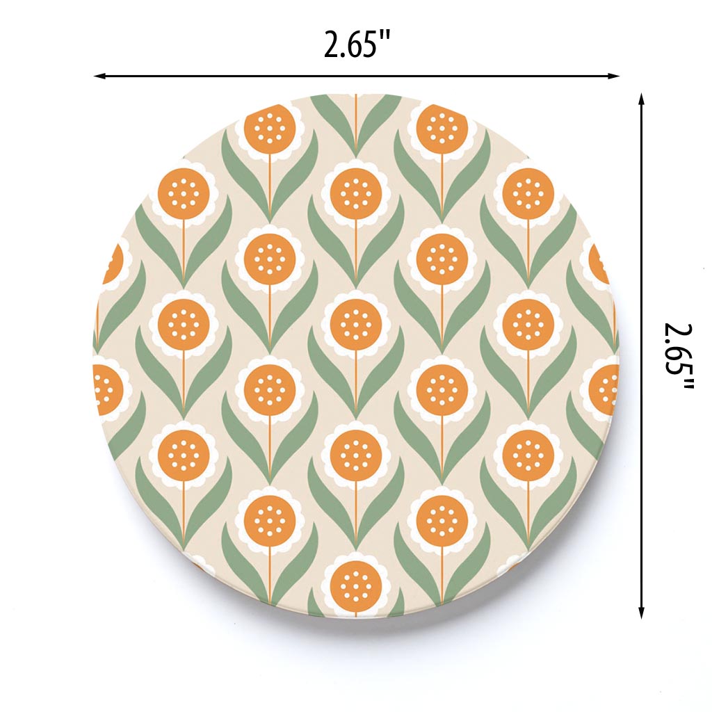 Car Coaster-Groovy Flower Pattern 1 -3