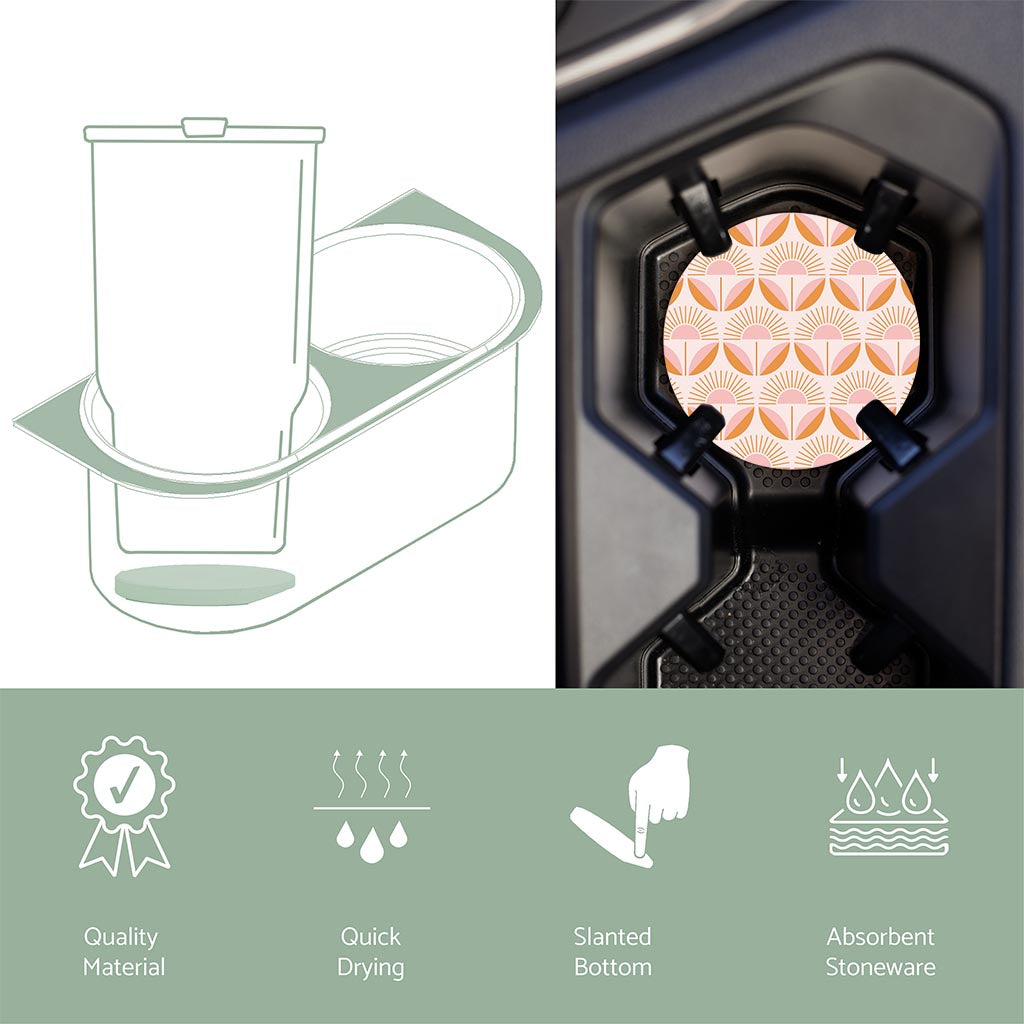 Car Coaster-Groovy Flower Pattern 4 -6