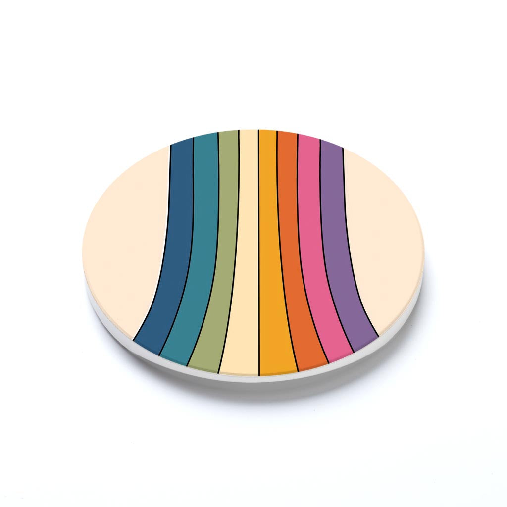 Car Coaster-Retro Rainbow Pattern 1 -1