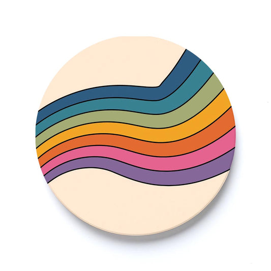 Car Coaster-Retro Rainbow Pattern 2 -0