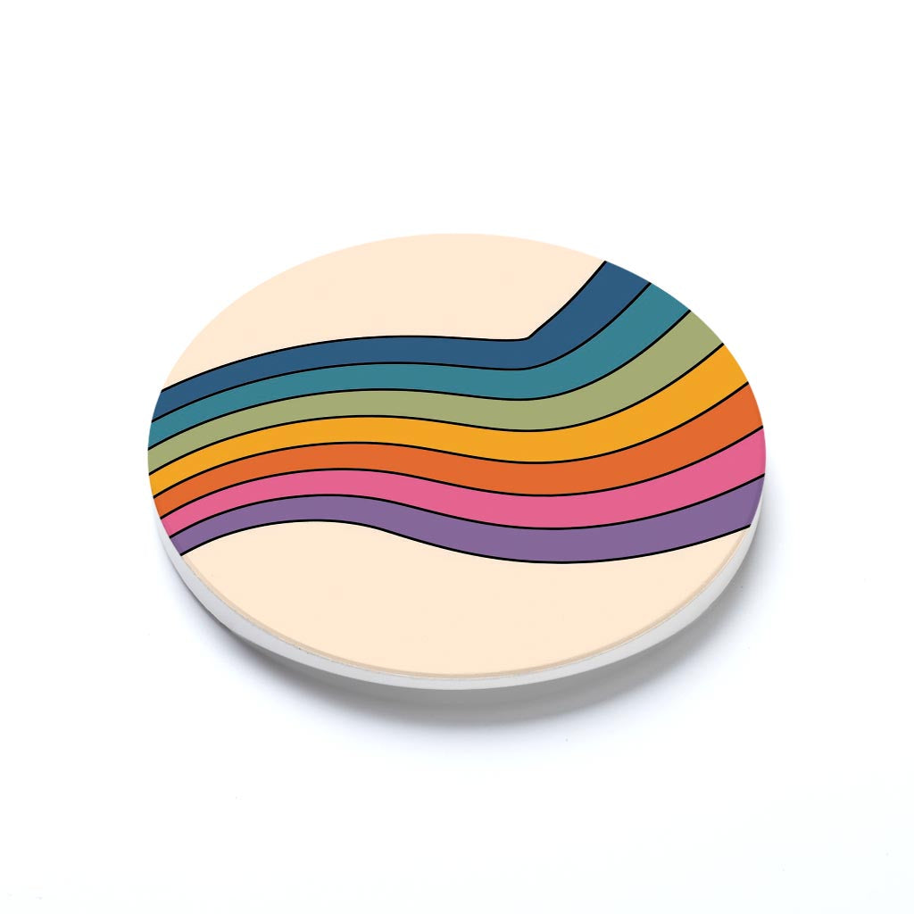 Car Coaster-Retro Rainbow Pattern 2 -1