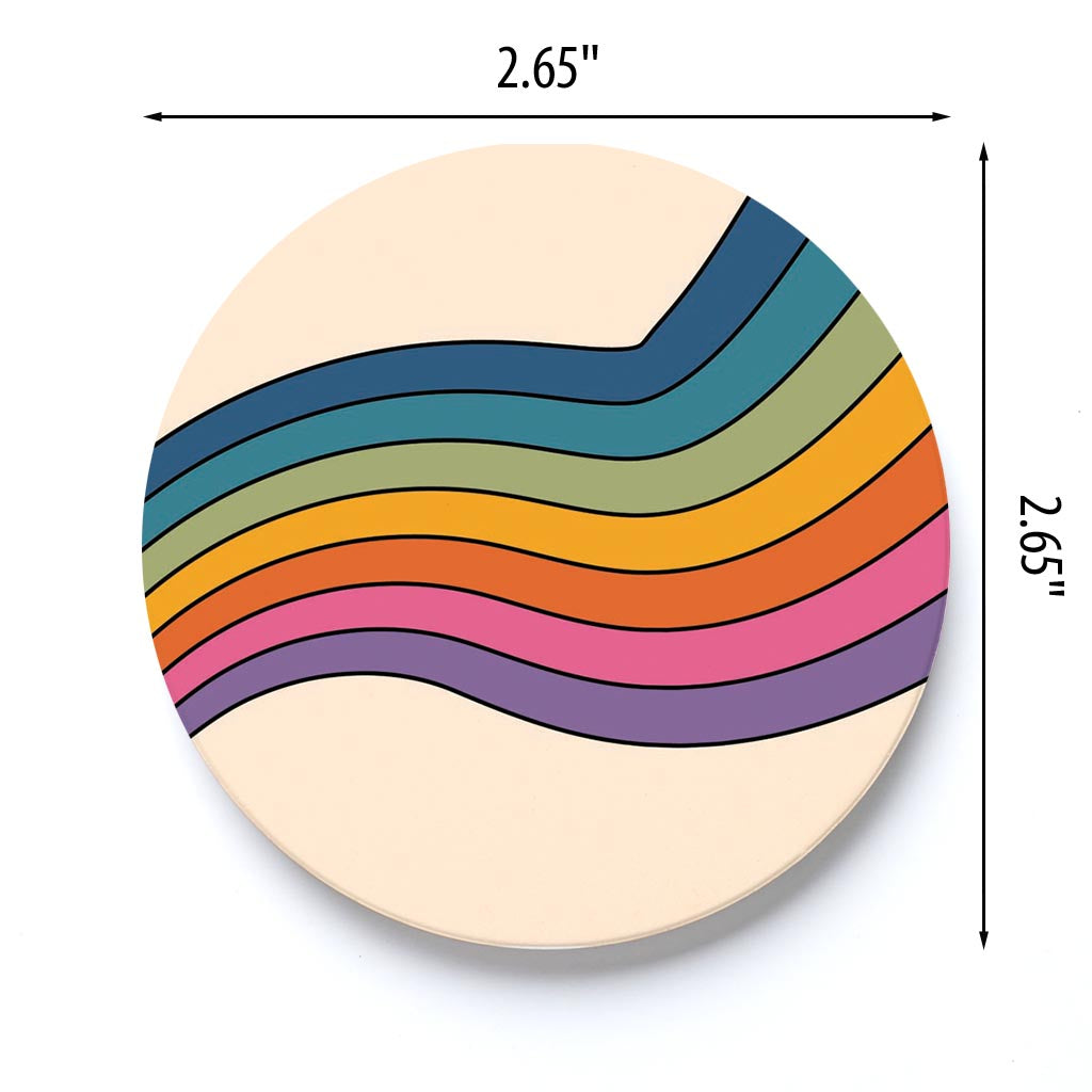 Car Coaster-Retro Rainbow Pattern 2 -3