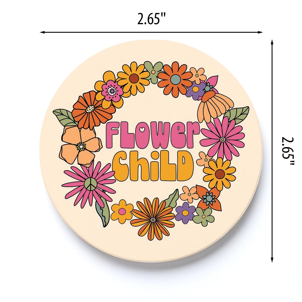 Car Coaster-Bright Retro Flower Child -3