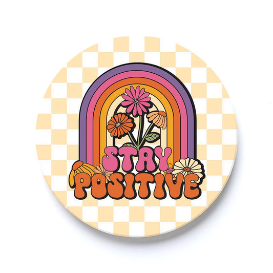 Car Coaster-Bright Retro Stay Positive -0