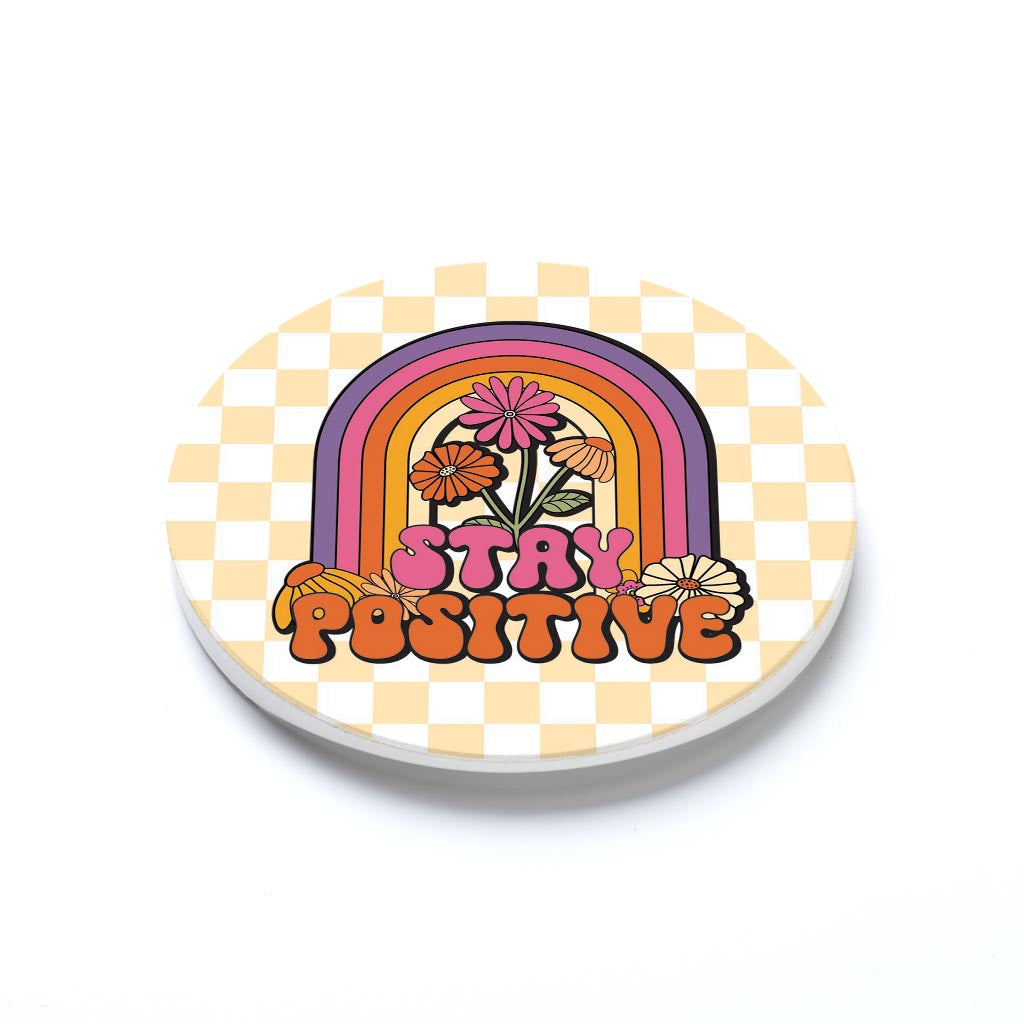 Car Coaster-Bright Retro Stay Positive -1